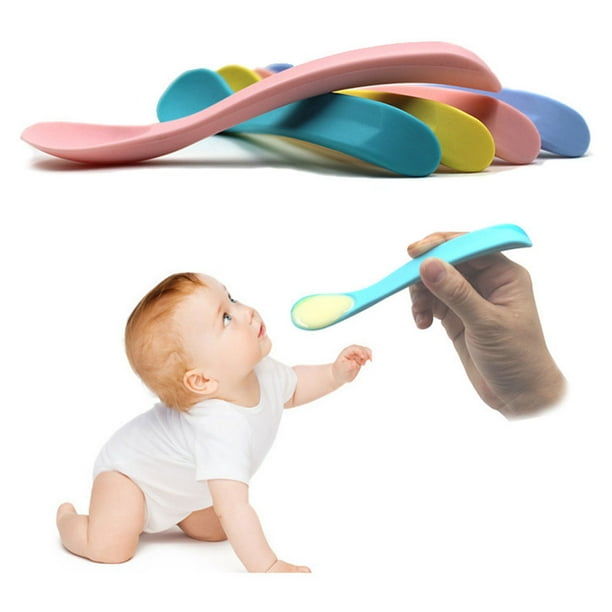3 Pack Baby Spoon Infant Safety Soft Silicone Weaning Flatware For Solid Feeding 